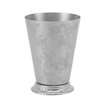 Imagem de AYNEFY Copo Mint Julep, Detalhes Elegantes, Alta Resistência Requintada Copo de Coquetel de Aço Inoxidável Grande Durabilidade Estilo Vintage para Gin (Textura de Folha)