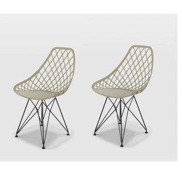 Imagem de Conjunto Com 2 Cadeiras Kaila Pp Fendi Eiffel Preto - La Mobilia