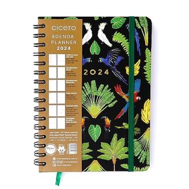 Imagem de Planner Permanente Wire-O Pássaros Semanal Notas A5 Floresta Tropical Preto, Cicero