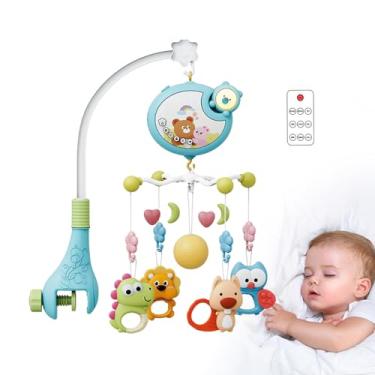 Imagem de Móbiles de berçário - Móvel infantil com luzes musicais e controle remoto - Berço musical automático para bebê, brinquedo giratório móvel para meninos, meninas, aniversário de Natal Hersil