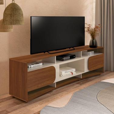 Imagem de Rack 220cm com Suporte Para TV até 86 Polegadas com 2 Portas Porto Cedro/Off White