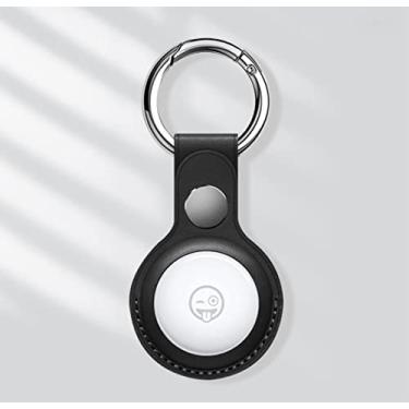 Imagem de Capa para Apple AirTag Chaveiro de couro, suporte para AirTag com chaveiro antiperda, 1 pacote com capa de etiqueta de ar compatível com AirTags 2021, ótimo para chaves, coleira de