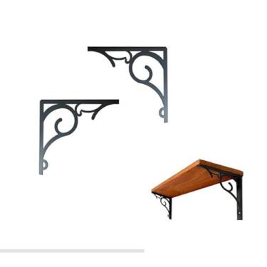 Imagem de PAR Mãos Francesas 20 x 20 cm Direita/Esquerda Suporte Prateleira Arabesco Floral Recorte à Laser em Metal