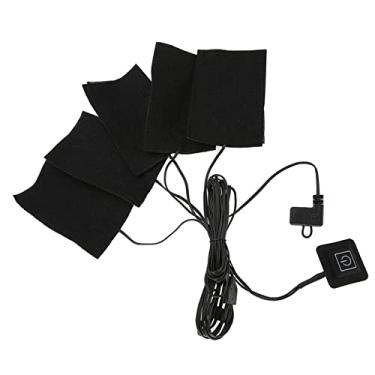 Imagem de Almofada de aquecimento elétrica da roupa de usb 5 almofadas do calefator dos pces elemento de calor, ferramenta ajustável do aquecedor da temperatura para o frio do inverno ao ar livre