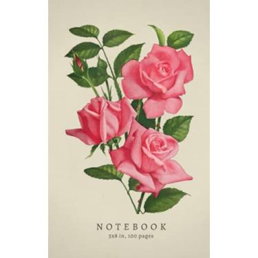Imagem de Vintage Botany Botanical Print Notebook | Red Floral Plant Journal | Pink Roses