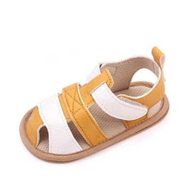 Imagem de Sandálias infantis bebê menino menina bico fechado sandálias esportivas ao ar livre criança princesa sapatos rasos sandálias de verão para crianças, Amarelo, 0-3 Months Infant