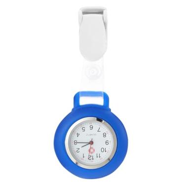 Imagem de TENDYCOCO Relógio de peito pendurado para enfermeiras relógio de bolso de silicone relógio de bolso relógios para enfermeiras broches para mulheres, Azul escuro, 9.3x4.2cm