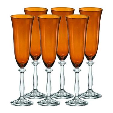 Imagem de Jogo de 6 Taças para champanhe Angela colorida em cristal ecológico 190ml A24,5cm marrom
