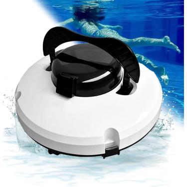 Imagem de Limpadores de piscina inteligentes sem fio, robô de limpeza de piscina para escalada de parede, para piscinas acima do solo e no solo, aspirador de pó de piscina totalmente automático, branc