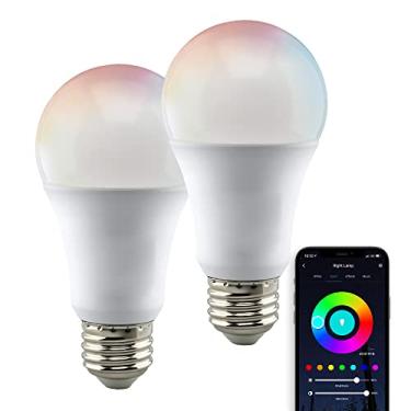 Imagem de Satco S11253 Starfish 9,5 watts A19 WiFi Smart LED que muda de cor, funciona com Siri, Alexa, Google Assistant, SmartThings, 2700K-5000K, 800 lúmens, pacote com 2