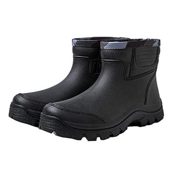 Imagem de Obtém botas de chuva masculinas à prova d 'água, de borracha, para todos os tipos de clima, Preto, 11 Wide