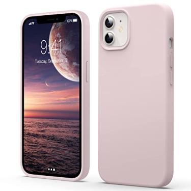 Imagem de Flyzoo Capa de silicone líquido para iPhone 12/12 Pro, [resistente a arranhões, antiimpressões digitais, à prova de choque], capa protetora fina para celular, capa de 4 camadas com forro de microfibra, toque macio e sedoso, 15 cm, rosa