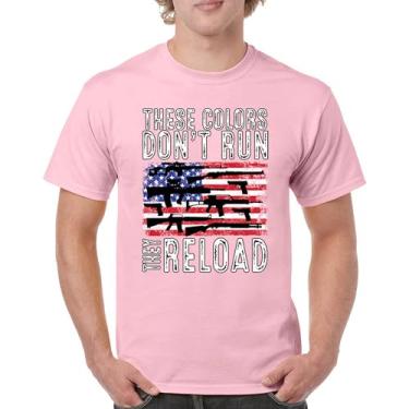 Imagem de Camiseta masculina These Colors Don't Run They Reload 2nd Amendment 2A Second Right American Flag Don't Tread on Me, Rosa claro, G
