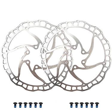 Imagem de DJC Rotor de disco de freio de bicicleta 2 peças disco de freio MTB 160mm 180mm com 6 parafusos bicicleta de estrada MTB BMX e scooter disco de freio de aço (2 peças prata, 160 mm)