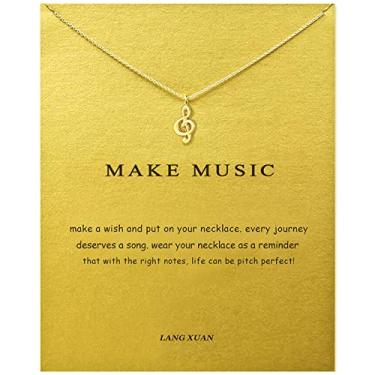 Imagem de LANG XUAN Cartão de mensagem ouro delicado em camadas bússola colar pingente amizade borboleta sol boa sorte elefante pingente fé corrente colar para mulheres presente menina, Metal, não conhecido