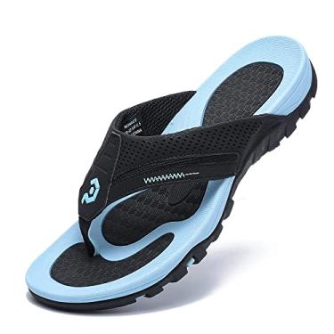 Imagem de Chinelo masculino de dedo e sandália durável confortável para praia, Preto + azul marinho, 8