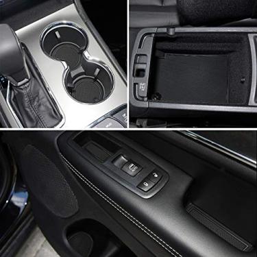 Imagem de Auovo Porta porta-copos Console Liners Inserts Custom Fit for Grand Cherokee 2014-2020 Interior Acessórios antipoeira tapetes (conjunto de 18 peças)Auovo 2014-2020 18pc-set preto TP-JGC67