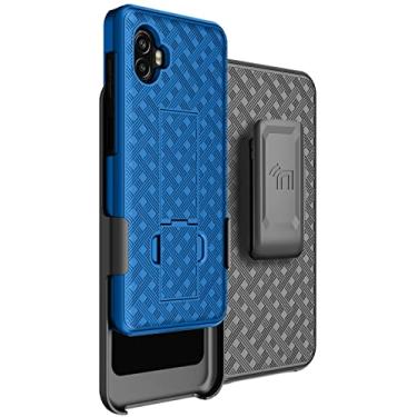 Imagem de Capa com clipe para Galaxy XCover 6 Pro, capa rígida fina Nakedcellphone com suporte e [rotação/catraca] combo de coldre de quadril para cinto para Samsung XCover6 Pro (2022, SM-G736) - azul cobalto