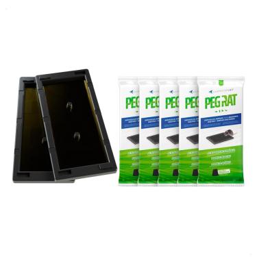 Imagem de Kit 5 Pares Armadilha Adesiva Peg Rat Control Up Captura Ratos Ratazanas Camundongos