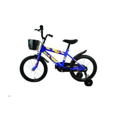 Imagem de Bicicleta Infantil Menino Aro 16 Azul Com Rodinhas Até 60Kg - Elite