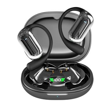 Imagem de Waillynice Fone de ouvido Q16S OWS OWS com clipe de orelha LED, Bluetooth, sem fio, Bluetooth, esportivo, estéreo, à prova d'água, redução de ruído com microfone (Q16S preto)