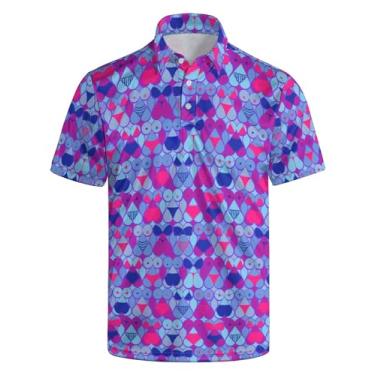 Imagem de HUURAY Polos de golfe engraçados para homens com estampa engraçada de manga curta camisas polo de secagem rápida camisas polo havaianas de manga curta, Roxo divertido, G