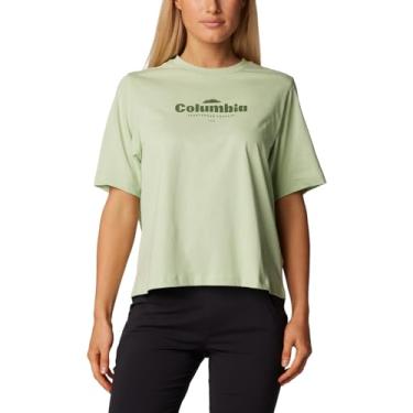 Imagem de Columbia Camiseta feminina North Cascades folgada, folha de sálvia/alta elevada, 1X Plus