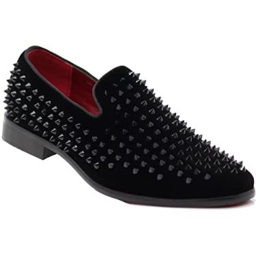 Imagem de SPK24 sapato masculino vintage spikes cintilante formal smoking palco fashion slip on loafer social, Preto (46), 10.5