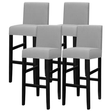 Imagem de Lellen Conjunto de 4 capas de cadeira de bar – Capas de banco de bar jacquard com encosto – Capas altas para cadeira de jantar e cozinha
