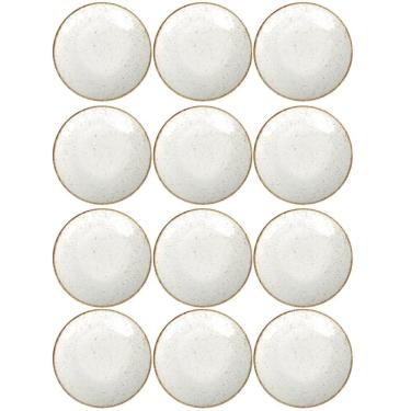 Imagem de Conjunto 12 Pratos de Porcelana Tramontina para Sobremesa 21cm Rústicos Decorados Marrom
