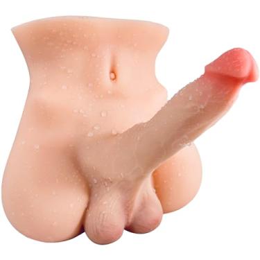 Imagem de Torso de boneca sexual com vibrador enorme para masturbação feminina, masturbador feminino TPE Sexdoll flexível grande pénis dobrável, brinquedos sexuais para adulto para mulher prazer sexual solo gay