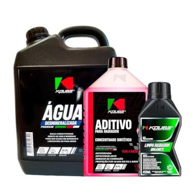Imagem de Kit Aditivo Concentrado Sintético Rosa (6 Und) + Água Desmineralizada 3L (2 Und) + Limpa Radiador Orgânico (2 Und)