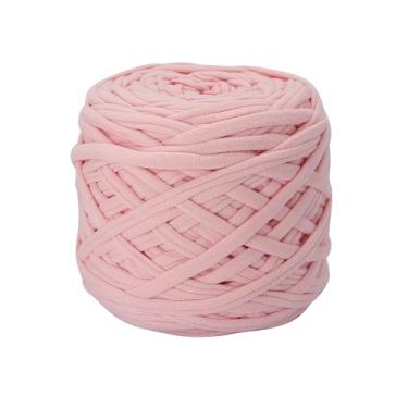 Imagem de Camiseta de 200 g de tecido elástico de crochê para tricô DIY, fio de tricô grosso para mão faça você mesmo, cesta de almofada, projetos de crochê, decoração de casa (rosa)
