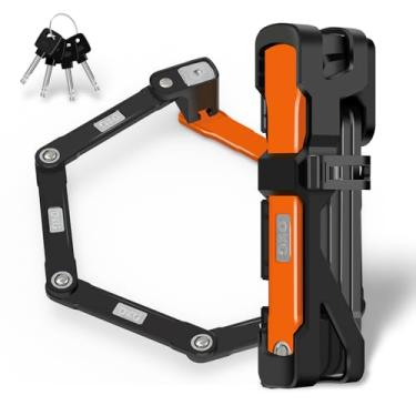 Imagem de OKG Cadeado dobrável para bicicleta – 4 chaves, 1,7 kg, trava de bicicleta dobrável, grau de segurança 8/10, aço endurecido – antifurto, anticorte, antifurto, com kit de suporte de montagem - para