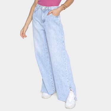 Imagem de Calça Jeans Sawary Wide Leg Abertura Feminina-Feminino