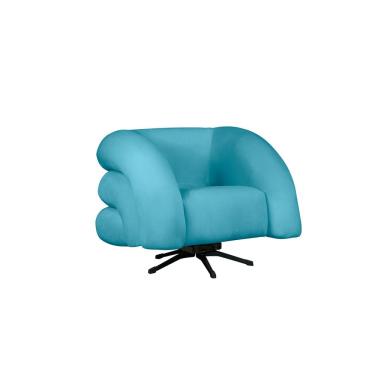 Imagem de Poltrona Decorativa Giratória Micheli Veludo Azul Turquesa - Montanaris Decor