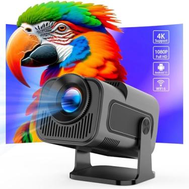 Imagem de Mini Projetor Portátil, 4K 1080P Full HD, Android 11, 5G WiFi 6, Bluetooth 5.0, Foco Ajustável, Auto Correcção, HY320 Projetors Compatível com Phones/PS4/XBOX/Tablets, Suporte Airplay/Miracast/DLNA