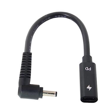 Imagem de Cablecc Tipo C USB-C fêmea entrada para DC 4.01.3 mm Power PD cabo de carregamento adequado para laptop 18-20V