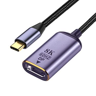 Imagem de CY Adaptador USB C para DisplayPort, fonte USB4 tipo C para DP Displayport fêmea cabo Display 8K 60HZ UHD 4K monitor Displays adaptador