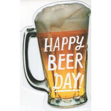 Imagem de Heartline Cartão de felicitações de feliz aniversário em forma de caneca de cerveja - Para os meninos - Cartão de felicitações irmão para pai, amigo, tio, avô, homem especial - Feliz dia da cerveja!