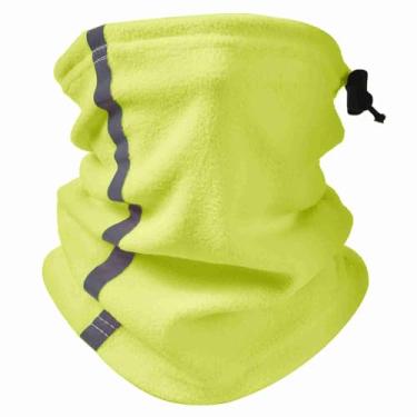 Imagem de Aquecedor de Pescoço de Inverno, Polaina de Pescoço de Inverno de lã de Poliéster Com Faixa Reflexiva para Ciclismo, Caminhada, Esqui, Snowboard (Verde Fluorescente)