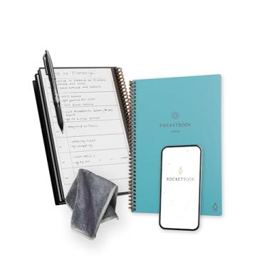Imagem de Rocketbook Caderno reutilizável Fusion Smart – com 1 caneta Pilot Frixion e 1 pano de microfibra incluído – capa Neptune Teal, tamanho executivo (15 x 22,5 cm)
