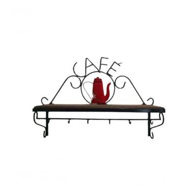Imagem de Prateleira Ferro Café Cozinha Madeira 60 Cm Largura