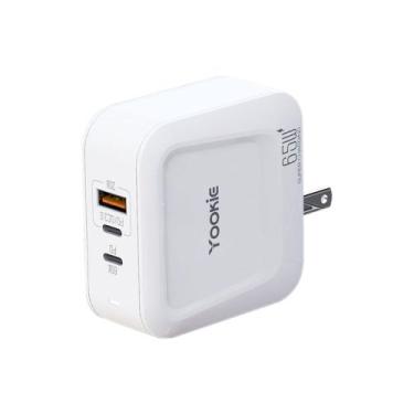 Imagem de Carregador Yookie KI35Y - 65W/20W - Tipo c/USB 3.0 - Bivolt - Branco