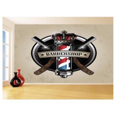 Imagem de Papel De Parede 3D Barbearia Barber Shop Logo 3,5M Brb26 - Você Decora
