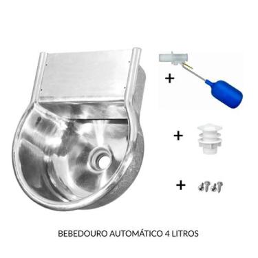 Imagem de Bebedouro Automático Animais Cães Suíno Em Alumínio 4 L - MBA, Pratead