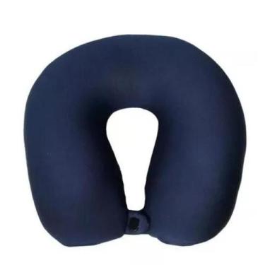 Imagem de Almofada De Pescoço Com Botão De Pressão Conforto Viagem Yin's, Azul e