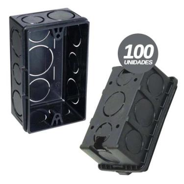 Imagem de 100 Caixinhas Reforçadas de Luz para Tomada e Interruptor 4x2 Preta IV