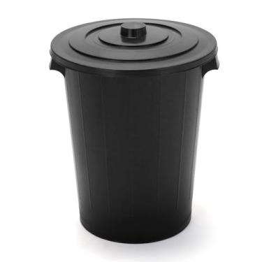Imagem de Cesto 60 lts com tampa preto black injeplastec
