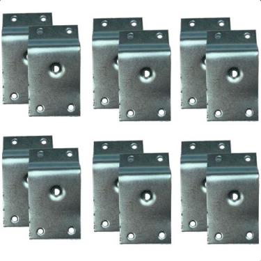 Imagem de Kit 12 Chapinha Chapa Base pés Palito Inclinada Metal Zincado Rosca 5/